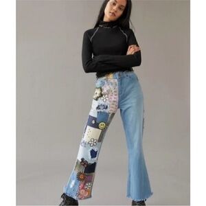 NWT BDG• denim flare with patchwork